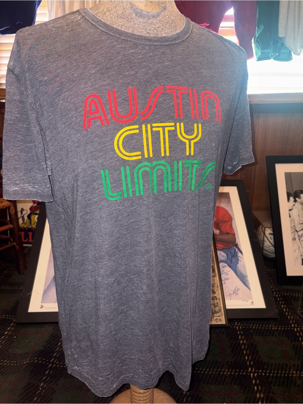 Gray Short-Sleeve Graphic Tee with Red, Yellow & Green Text